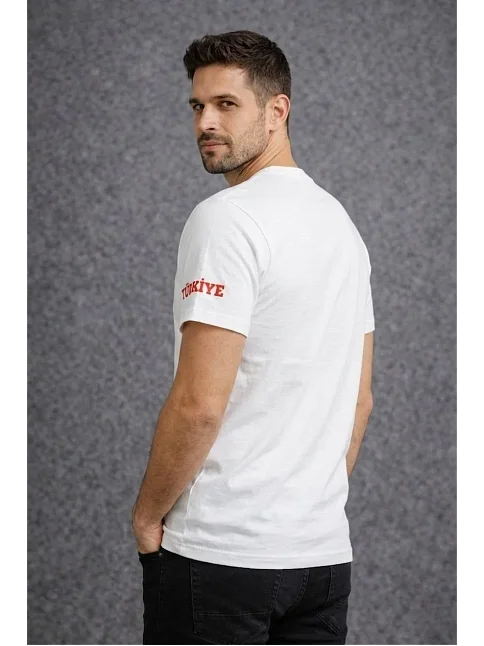 Erkek Türkiye Baskılı Tişört 2026 Dünya Kupası Taraftar Forma T-shirt - Beyaz Erkek Türkiye Baskılı Tişört 2026 Dünya Kupası Taraftar Forma T-shirt - Beyaz