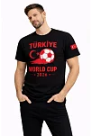 Erkek Türkiye World Cup 2026 Baskılı Tişört Futbol Temalı Forma T-shirt - Siyah