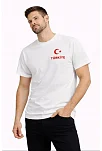 Erkek Türkiye Ay Yıldız Baskılı Taraftar Forma T-shirt - Beyaz Erkek Türkiye Ay Yıldız Baskılı Taraftar Forma T-shirt - Beyaz