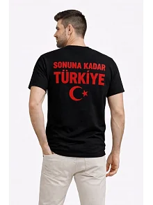 Erkek Türkiye Ay Yıldız Baskılı Taraftar Forma T-shirt - Siyah Erkek Türkiye Ay Yıldız Baskılı Taraftar Forma T-shirt - Siyah