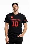 Erkek Türkiye Ay Yıldız Baskılı 10 Numara Forma Tişört Taraftar T-shirt - Siyah Erkek Türkiye Ay Yıldız Baskılı 10 Numara Forma Tişört Taraftar T-shirt - Siyah