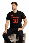 Erkek Türkiye Ay Yıldız Baskılı 10 Numara Forma Tişört Taraftar T-shirt - Siyah Erkek Türkiye Ay Yıldız Baskılı 10 Numara Forma Tişört Taraftar T-shirt - Siyah