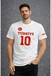 Erkek Türkiye Ay Yıldız Baskılı 10 Numara Forma Tişört Taraftar T-shirt - Beyaz Erkek Türkiye Ay Yıldız Baskılı 10 Numara Forma Tişört Taraftar T-shirt - Beyaz