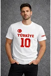 Erkek Türkiye Ay Yıldız Baskılı 10 Numara Forma Tişört Taraftar T-shirt - Beyaz Erkek Türkiye Ay Yıldız Baskılı 10 Numara Forma Tişört Taraftar T-shirt - Beyaz
