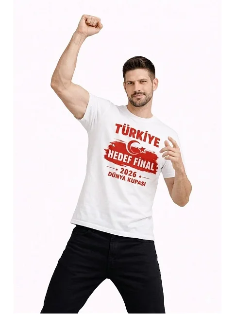 Erkek Türkiye Baskılı Tişört Ay Yıldız 2026 Dünya Kupası Taraftar Forma T-shirt - Beyaz Erkek Türkiye Baskılı Tişört Ay Yıldız 2026 Dünya Kupası Taraftar Forma T-shirt - Beyaz