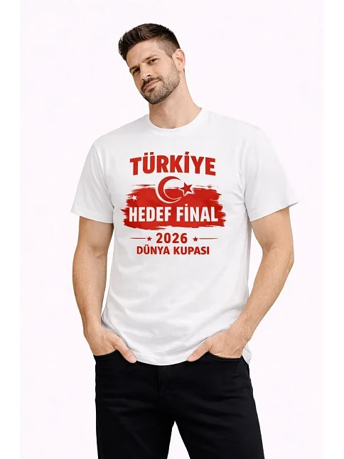 Erkek Türkiye Baskılı Tişört Ay Yıldız 2026 Dünya Kupası Taraftar Forma T-shirt - Beyaz Erkek Türkiye Baskılı Tişört Ay Yıldız 2026 Dünya Kupası Taraftar Forma T-shirt - Beyaz