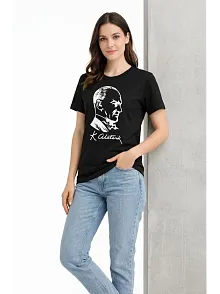 Kadın Atatürk Baskılı Tişört Kısa Kollu Bisiklet Yaka T-shirt - Siyah Kadın Atatürk Baskılı Tişört Kısa Kollu Bisiklet Yaka T-shirt - Siyah