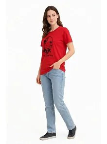Kadın Atatürk Baskılı Tişört Kısa Kollu Bisiklet Yaka T-shirt - Kırmızı Kadın Atatürk Baskılı Tişört Kısa Kollu Bisiklet Yaka T-shirt - Kırmızı