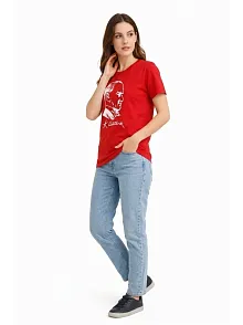 Kadın Atatürk Baskılı Tişört Kısa Kollu Bisiklet Yaka T-shirt - Kırmızı Kadın Atatürk Baskılı Tişört Kısa Kollu Bisiklet Yaka T-shirt - Kırmızı