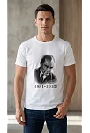 Erkek Atatürk Baskılı Tişört Kısa Kollu Bisiklet Yaka T-shirt - Beyaz Erkek Atatürk Baskılı Tişört Kısa Kollu Bisiklet Yaka T-shirt - Beyaz