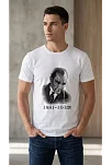 Erkek Atatürk Baskılı Tişört Kısa Kollu Bisiklet Yaka T-shirt - Beyaz Erkek Atatürk Baskılı Tişört Kısa Kollu Bisiklet Yaka T-shirt - Beyaz