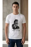 Erkek Atatürk Baskılı Tişört Kısa Kollu Bisiklet Yaka T-shirt - Beyaz Erkek Atatürk Baskılı Tişört Kısa Kollu Bisiklet Yaka T-shirt - Beyaz