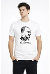Erkek Atatürk Baskılı Tişört Kısa Kollu Bisiklet Yaka T-shirt - Beyaz Erkek Atatürk Baskılı Tişört Kısa Kollu Bisiklet Yaka T-shirt - Beyaz