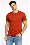 Erkek Flam Kumaş Melanj Dokulu Regular Fit Tişört Bisiklet Yaka Yazlık T-shirt - Kiremit Erkek Flam Kumaş Melanj Dokulu Regular Fit Tişört Bisiklet Yaka Yazlık T-shirt - Kiremit