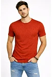 Erkek Flam Kumaş Melanj Dokulu Regular Fit Tişört Bisiklet Yaka Yazlık T-shirt - Kiremit Erkek Flam Kumaş Melanj Dokulu Regular Fit Tişört Bisiklet Yaka Yazlık T-shirt - Kiremit