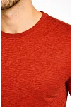 Erkek Flam Kumaş Melanj Dokulu Regular Fit Tişört Bisiklet Yaka Yazlık T-shirt - Kiremit Erkek Flam Kumaş Melanj Dokulu Regular Fit Tişört Bisiklet Yaka Yazlık T-shirt - Kiremit