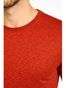 Erkek Flam Kumaş Melanj Dokulu Regular Fit Tişört Bisiklet Yaka Yazlık T-shirt - Kiremit Erkek Flam Kumaş Melanj Dokulu Regular Fit Tişört Bisiklet Yaka Yazlık T-shirt - Kiremit