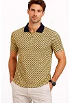 Erkek Pike Kumaş Polo Yaka Desenli Tişört Kısa Kol Yazlık T-shirt - Sarı Erkek Pike Kumaş Polo Yaka Desenli Tişört Kısa Kol Yazlık T-shirt - Sarı