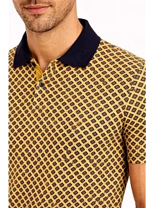 Erkek Pike Kumaş Polo Yaka Desenli Tişört Kısa Kol Yazlık T-shirt - Sarı Erkek Pike Kumaş Polo Yaka Desenli Tişört Kısa Kol Yazlık T-shirt - Sarı
