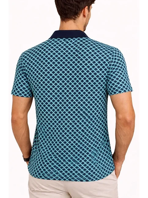 Erkek Pike Kumaş Polo Yaka Desenli Tişört Kısa Kol Yazlık T-shirt - Turkuaz Erkek Pike Kumaş Polo Yaka Desenli Tişört Kısa Kol Yazlık T-shirt - Turkuaz
