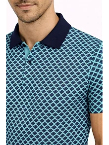Erkek Pike Kumaş Polo Yaka Desenli Tişört Kısa Kol Yazlık T-shirt - Turkuaz Erkek Pike Kumaş Polo Yaka Desenli Tişört Kısa Kol Yazlık T-shirt - Turkuaz