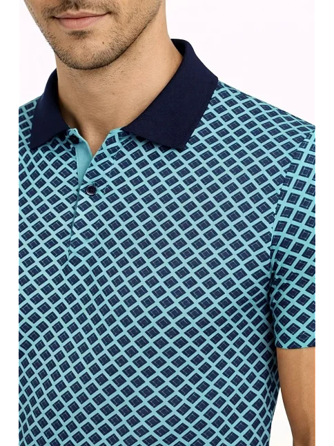 Erkek Pike Kumaş Polo Yaka Desenli Tişört Kısa Kol Yazlık T-shirt - Turkuaz Erkek Pike Kumaş Polo Yaka Desenli Tişört Kısa Kol Yazlık T-shirt - Turkuaz