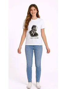 Kız Çocuk Atatürk Baskılı Tişört Kısa Kollu Bisiklet Yaka T-shirt - Beyaz Kız Çocuk Atatürk Baskılı Tişört Kısa Kollu Bisiklet Yaka T-shirt - Beyaz