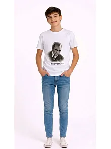 Erkek Çocuk Atatürk Baskılı Tişört Kısa Kollu Bisiklet Yaka T-shirt - Beyaz Erkek Çocuk Atatürk Baskılı Tişört Kısa Kollu Bisiklet Yaka T-shirt - Beyaz