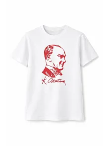 Erkek Çocuk Atatürk Baskılı Tişört Kısa Kollu Bisiklet Yaka T-shirt - Beyaz Erkek Çocuk Atatürk Baskılı Tişört Kısa Kollu Bisiklet Yaka T-shirt - Beyaz