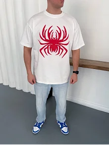 Erkek Örümcek Baskılı Tişört Kısa Kollu Bisiklet Yaka T-shirt - Beyaz Erkek Örümcek Baskılı Tişört Kısa Kollu Bisiklet Yaka T-shirt - Beyaz