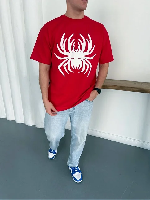 Erkek Örümcek Baskılı Tişört Kısa Kollu Bisiklet Yaka T-shirt - Kırmızı Erkek Örümcek Baskılı Tişört Kısa Kollu Bisiklet Yaka T-shirt - Kırmızı