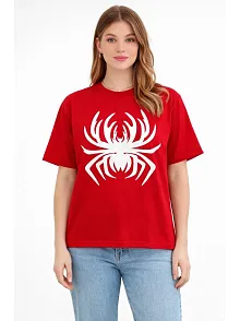 Kadın Örümcek Baskılı Tişört Kısa Kollu Bisiklet Yaka T-shirt - Kırmızı Kadın Örümcek Baskılı Tişört Kısa Kollu Bisiklet Yaka T-shirt - Kırmızı