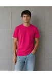 Erkek Basic Pamuklu Tişört Bisiklet Yaka Düz Renk Regular Fit T-shirt - Fuşya Erkek Basic Pamuklu Tişört Bisiklet Yaka Düz Renk Regular Fit T-shirt - Fuşya