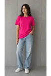 Kadın Basic Pamuklu Tişört Bisiklet Yaka Düz Renk Relaxed Fit T-shirt - Fuşya Kadın Basic Pamuklu Tişört Bisiklet Yaka Düz Renk Relaxed Fit T-shirt - Fuşya