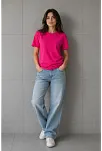 Kadın Basic Pamuklu Tişört Bisiklet Yaka Düz Renk Relaxed Fit T-shirt - Fuşya Kadın Basic Pamuklu Tişört Bisiklet Yaka Düz Renk Relaxed Fit T-shirt - Fuşya
