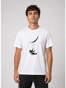 Erkek Astronot Ay Temalı Tişört Kısa Kol Yazlık Bisiklet Yaka T-shirt - Beyaz Erkek Astronot Ay Temalı Tişört Kısa Kol Yazlık Bisiklet Yaka T-shirt - Beyaz