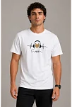 Erkek Müzik Temalı Baskılı Tişört Bisiklet Yaka Kısa Kol T-shirt - Beyaz Erkek Müzik Temalı Baskılı Tişört Bisiklet Yaka Kısa Kol T-shirt - Beyaz