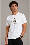 Erkek Müzik Temalı Baskılı Tişört Bisiklet Yaka Kısa Kol T-shirt - Beyaz Erkek Müzik Temalı Baskılı Tişört Bisiklet Yaka Kısa Kol T-shirt - Beyaz