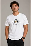 Erkek Müzik Temalı Baskılı Tişört Bisiklet Yaka Kısa Kol T-shirt - Beyaz Erkek Müzik Temalı Baskılı Tişört Bisiklet Yaka Kısa Kol T-shirt - Beyaz