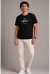 Erkek Müzik Temalı Baskılı Tişört Bisiklet Yaka Kısa Kol T-shirt - Siyah