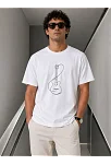 Erkek Minimal Gitar Baskılı Tişört T-shirt Yazlık Kısa Kol Bisiklet Yaka T-shirt - Beyaz Erkek Minimal Gitar Baskılı Tişört T-shirt Yazlık Kısa Kol Bisiklet Yaka T-shirt - Beyaz