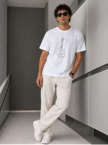 Erkek Minimal Gitar Baskılı Tişört T-shirt Yazlık Kısa Kol Bisiklet Yaka T-shirt - Beyaz Erkek Minimal Gitar Baskılı Tişört T-shirt Yazlık Kısa Kol Bisiklet Yaka T-shirt - Beyaz
