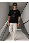 Erkek Minimal Gitar Baskılı Tişört T-shirt Yazlık Kısa Kol Bisiklet Yaka T-shirt - Siyah Erkek Minimal Gitar Baskılı Tişört T-shirt Yazlık Kısa Kol Bisiklet Yaka T-shirt - Siyah