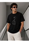 Erkek Minimal Gitar Baskılı Tişört T-shirt Yazlık Kısa Kol Bisiklet Yaka T-shirt - Siyah Erkek Minimal Gitar Baskılı Tişört T-shirt Yazlık Kısa Kol Bisiklet Yaka T-shirt - Siyah