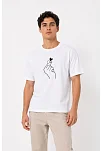 Erkek Kore Parmak Kalp Aşk Temalı Minimal Baskılı Tişört Yazlık Kısa Kol T-shirt - Beyaz Erkek Kore Parmak Kalp Aşk Temalı Minimal Baskılı Tişört Yazlık Kısa Kol T-shirt - Beyaz