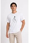 Erkek Kore Parmak Kalp Aşk Temalı Minimal Baskılı Tişört Yazlık Kısa Kol T-shirt - Beyaz Erkek Kore Parmak Kalp Aşk Temalı Minimal Baskılı Tişört Yazlık Kısa Kol T-shirt - Beyaz