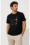 Erkek Köpek Figürlü Minimal Baskılı Tişört Kısa Kol Yazlık T-shirt - Siyah Erkek Köpek Figürlü Minimal Baskılı Tişört Kısa Kol Yazlık T-shirt - Siyah