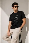 Erkek Köpek Figürlü Minimal Baskılı Tişört Kısa Kol Yazlık T-shirt - Siyah Erkek Köpek Figürlü Minimal Baskılı Tişört Kısa Kol Yazlık T-shirt - Siyah