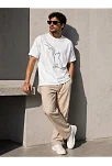 Erkek Minimal Kedi Çizim Baskılı Tişört Kısa Kol Yazlık T-shirt - Beyaz Erkek Minimal Kedi Çizim Baskılı Tişört Kısa Kol Yazlık T-shirt - Beyaz