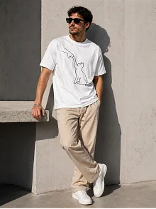 Erkek Minimal Kedi Çizim Baskılı Tişört Kısa Kol Yazlık T-shirt - Beyaz Erkek Minimal Kedi Çizim Baskılı Tişört Kısa Kol Yazlık T-shirt - Beyaz